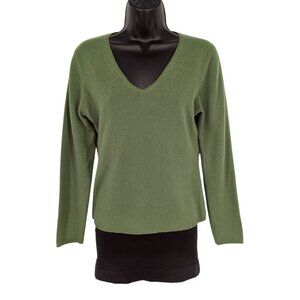 Evelyn Grace Cashmere V Neck Sweater Pullover Minimalist Classic Knit M Petite
